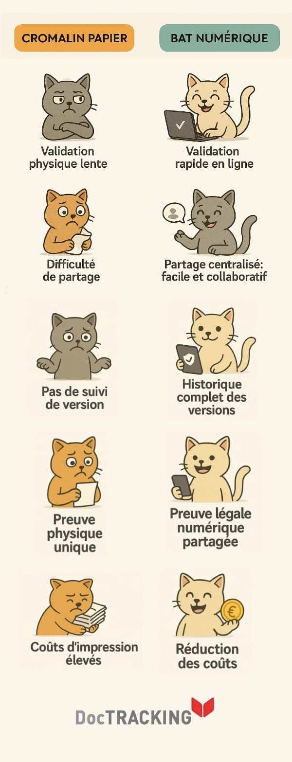 infographie sur le cromalin versus le BAT numérique